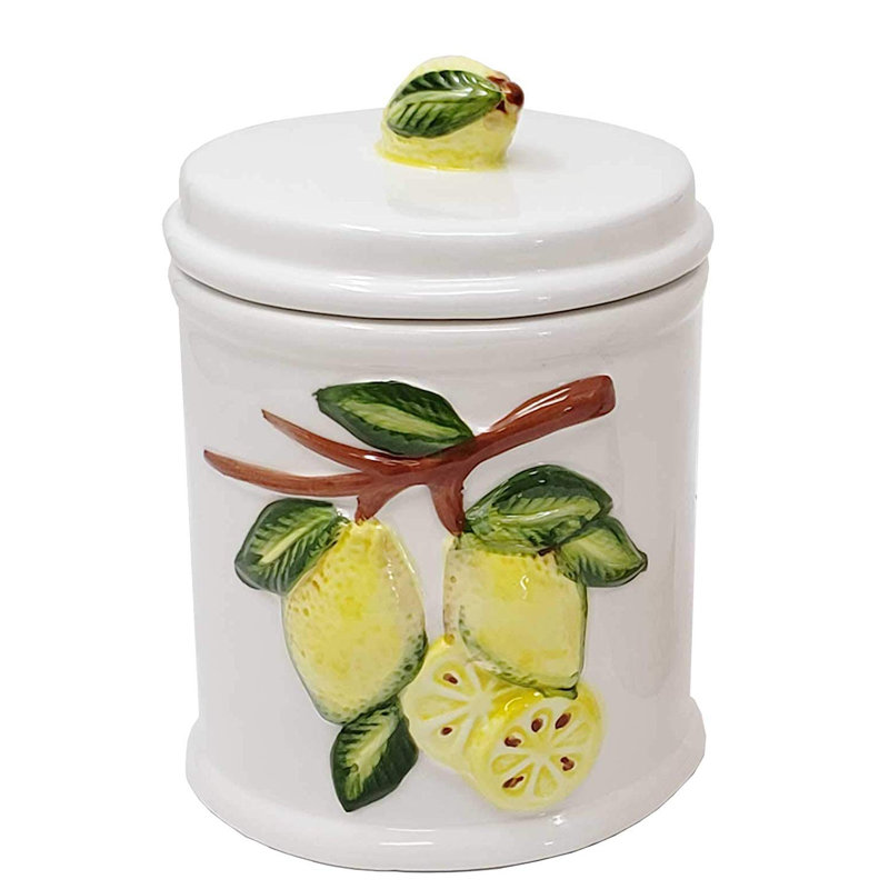 Fleur De Lis Living Lemon Design Ceramic 1 qt. Kitchen Canister